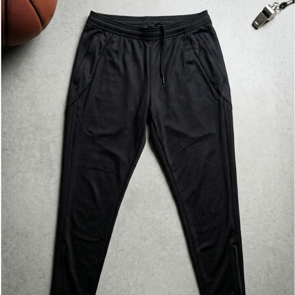 Adidas Mens Large L Black Track Pants Athletic Joggers Stealth Logo Activewear